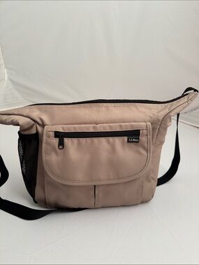 LL Bean beige and black vintage  crossbody messenger bag NWOT